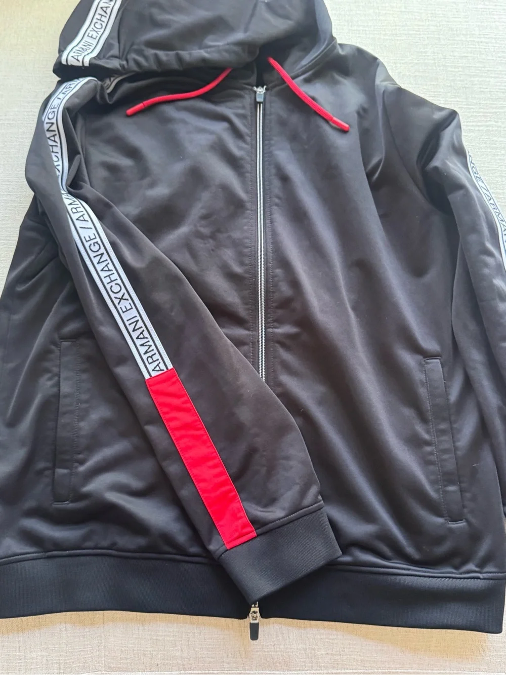 🖤 Armani Exchange Men’s Hoodie & Track Pants Set Large Black Red